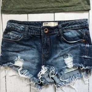 Ripped jean shorts